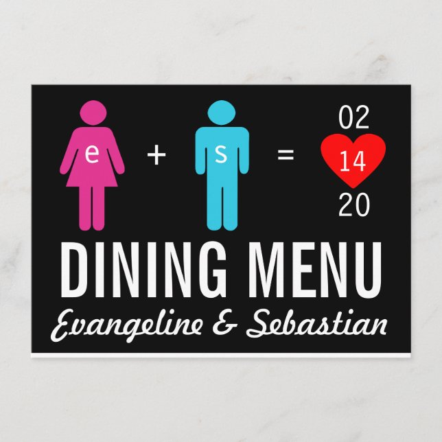Cartes de menu de mariage de couples d'amour de (Devant)