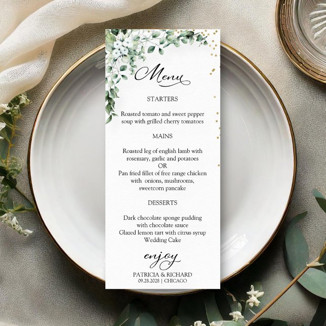 Cartes de menu de mariage élégantes à l'aquarelle  (Créateur téléchargé)