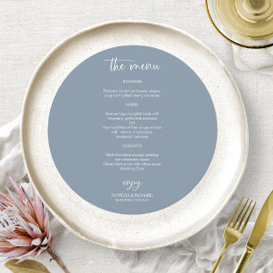 Cartes de menu de mariage élégantes en bleu poussi