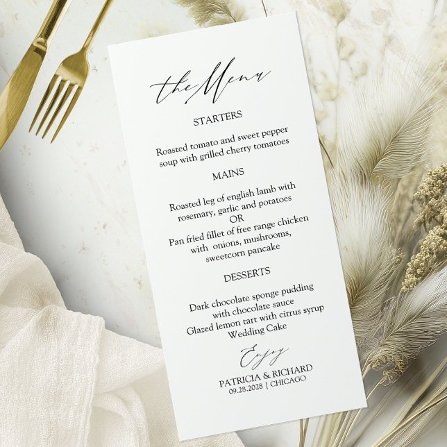 Cartes de menu de mariage en calligraphie élégante (Créateur téléchargé)
