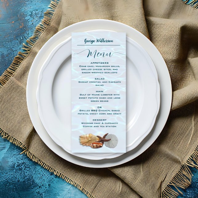 Cartes de menu de mariage longues Living Seas (Créateur téléchargé)