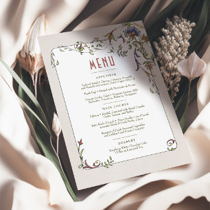 Cartes de Menu de Mariage Personnalisables avec Fl