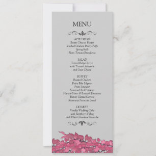 Cartes de menu de réception de mariage