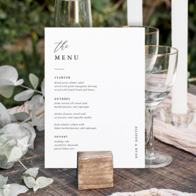 Cartes de menu de table de Mariage 5x7" double fac (Créateur téléchargé)