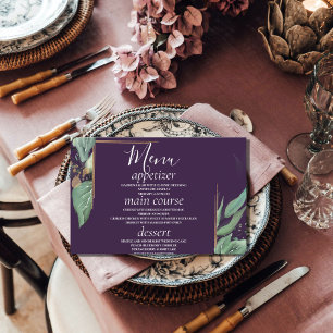 Cartes de menu de table de mariage à verdure moder