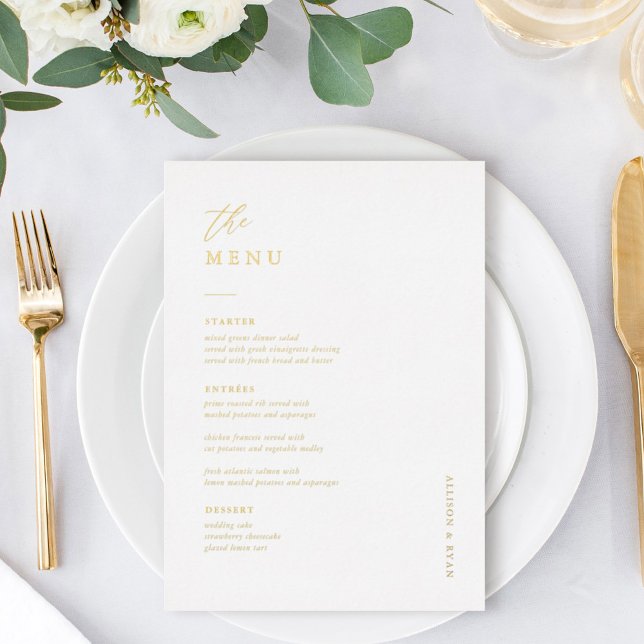 Cartes de menu de table de mariage élégantes en fe (Créateur téléchargé)