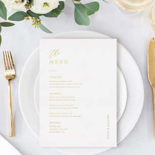 Cartes de menu du Mariage 5x7" Gold Foil