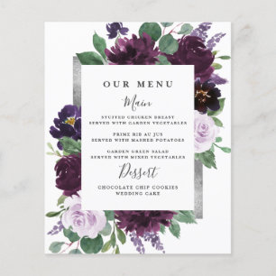 Cartes de menu du Mariage couleur d'aquarelle gris
