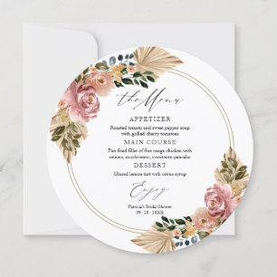 Cartes de menu du Mariage floral chic Boho