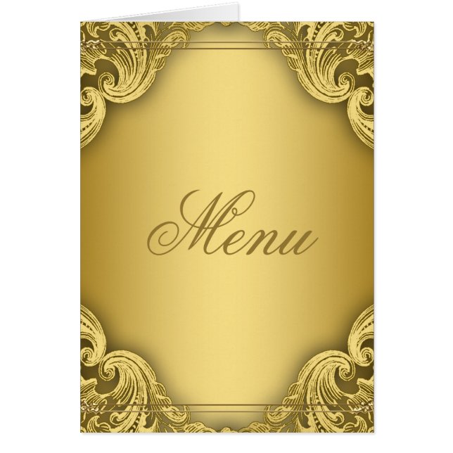 Cartes de menu élégantes en or (Devant)