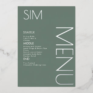 Cartes de menu en argent du Mariage du logo initia