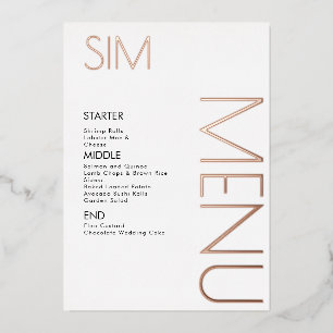 Cartes de menu en or rose pour mariage avec logo i