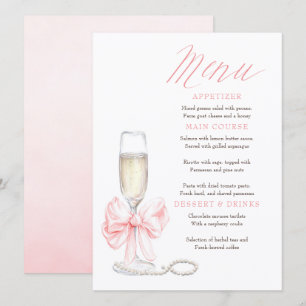 Cartes de menu fantaisistes perles et prosecco