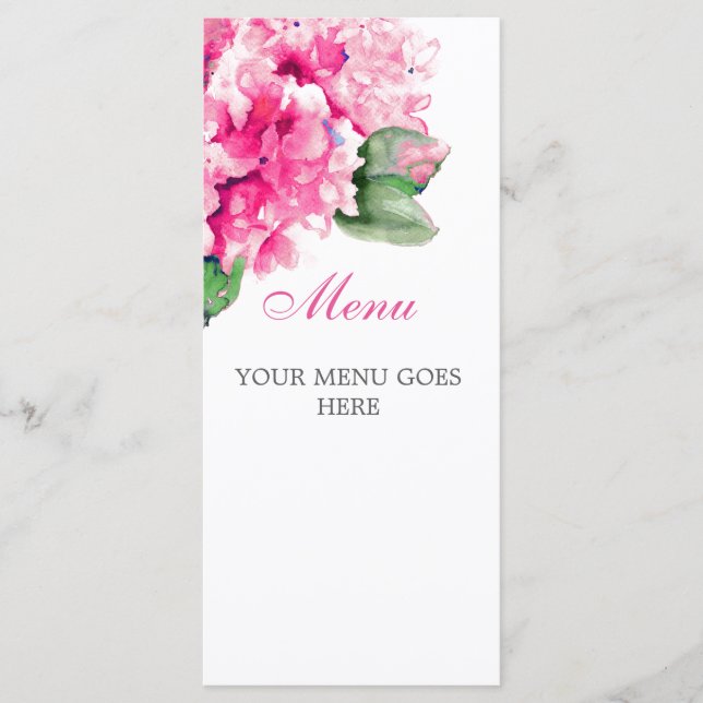 Cartes de menu Fuschia Floral Aquarelle (Devant)