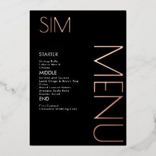 Cartes de menu Gold du Mariage du logo initial Pre