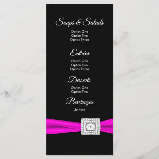 Cartes de menu Hot Pink Fuchsia Black Diamond