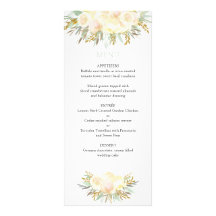 Cartes de menu Mariage à la crème de champagne et