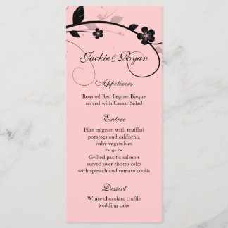 Cartes de menu mariage Black & White Floral Wall r