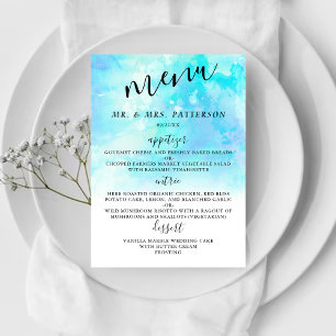 Cartes de menu Mariage d'aquarelle Ombre - Bleu