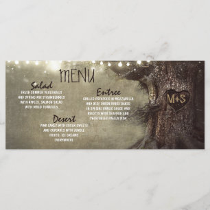 Cartes de menu mariage de l'arbre des lumières à c
