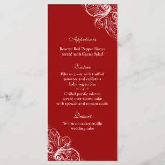 Cartes de menu mariage Élégant Monogramme Rouge Bl