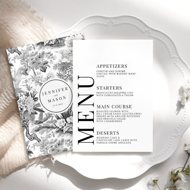 Cartes de menu mariage en porcelaine de la chinois (Créateur téléchargé)