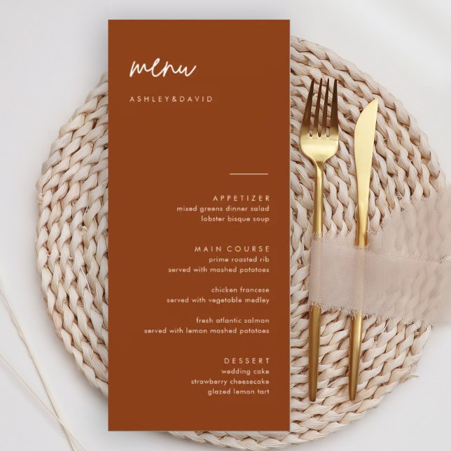 Cartes de menu Mariage en terre cuite (Créateur téléchargé)
