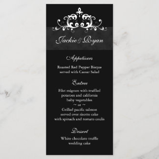 Cartes de menu mariage Formal Black Embellising