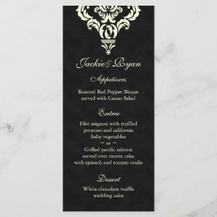 Cartes de menu Mariage Formelle Crème Noire Suède