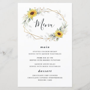 Cartes de menu Mariage géométrique Élégantes de to
