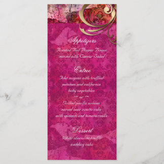 Cartes de menu Mariage indien Pink Gold Damask