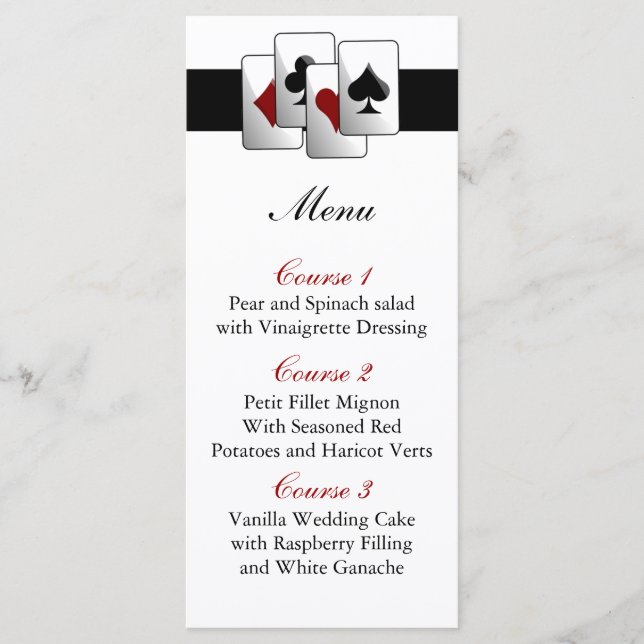 Cartes de menu mariage Las vegas (Devant)