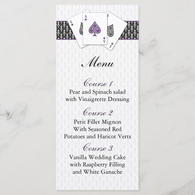 Cartes de menu mariage Las vegas (Devant)