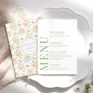 Cartes de menu mariage pastel orange pastel