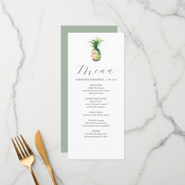 Cartes de menu Mariage personnalisées Cartes de me (Devant/Arrière en situation)