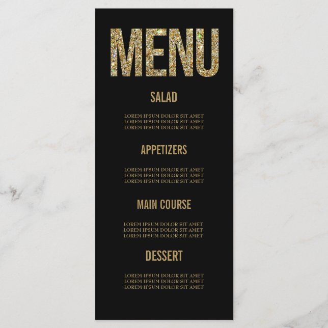 Cartes de menu Mariage pour la typographie de Part (Devant)