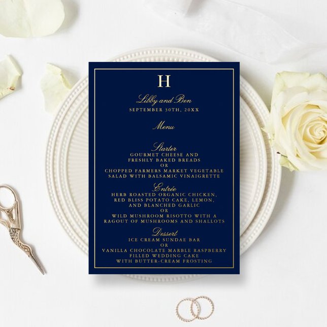 Cartes de menu Mariage Pressé Classic Real Foil (Créateur téléchargé)