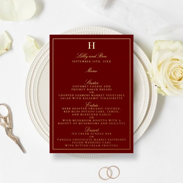 Cartes de menu Mariage Pressé Classic Real Foil (Créateur téléchargé)