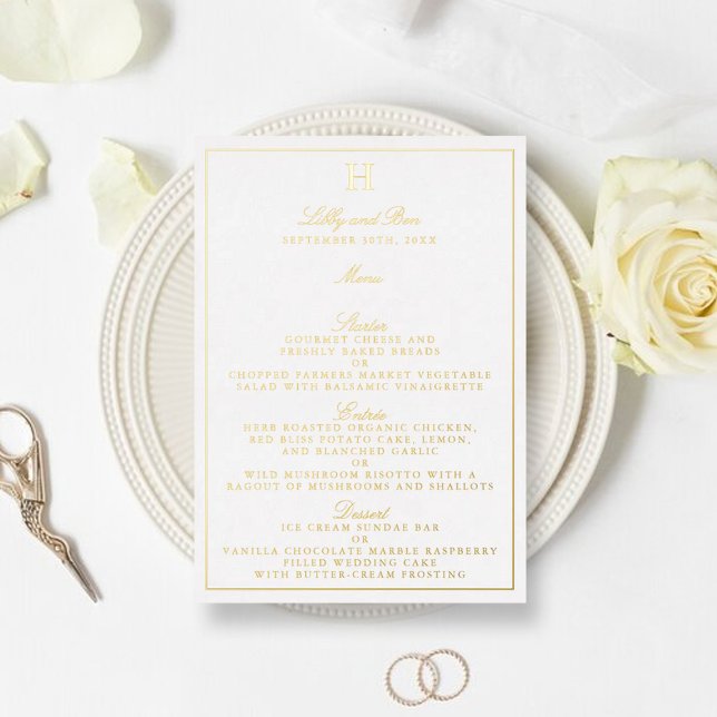 Cartes de menu Mariage Pressé Classic Real Foil (Créateur téléchargé)