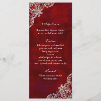 Cartes de menu mariage Red Rose Garden V2