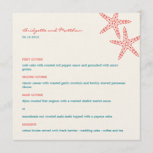 Cartes de menu Mariage Starfish