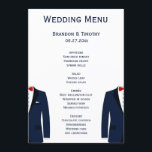 Cartes De Menu Mariages Gay Bleu Et Blanc<br><div class="desc">Cartes de menu mariage gay bleu et blanc avec texte changeant</div>