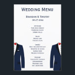 Cartes De Menu Mariages Gay Bleu Et Blanc<br><div class="desc">Cartes de menu mariage gay bleu et blanc avec texte changeant</div>