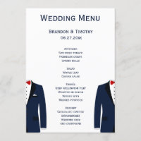 Cartes De Menu Mariages Gay Bleu Et Blanc