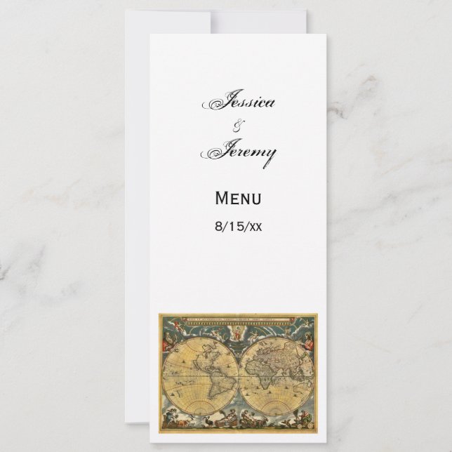 Cartes de menu Monde antique blanc #2 (Devant)