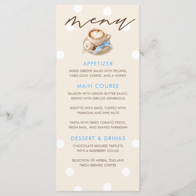 Cartes de menu pour Baby Shower garçon sur le thèm (Devant)