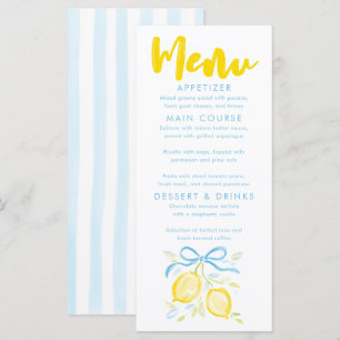 Cartes de menu pour Baby Shower garçon sur le thèm