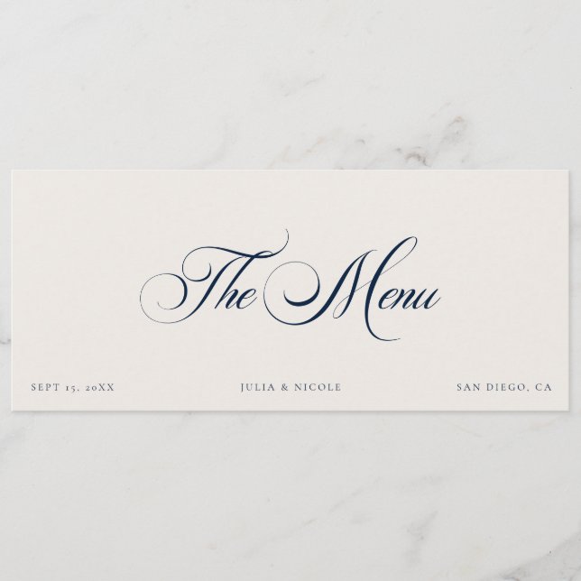Cartes de menu pour invités de mariage en ivoire b (Devant)
