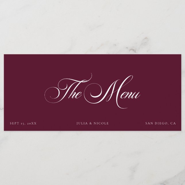 Cartes de menu pour invités de mariage en ivoire c (Devant)