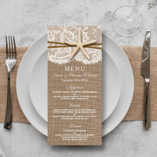 Cartes de menu Rustic Starfish Collection Mariage